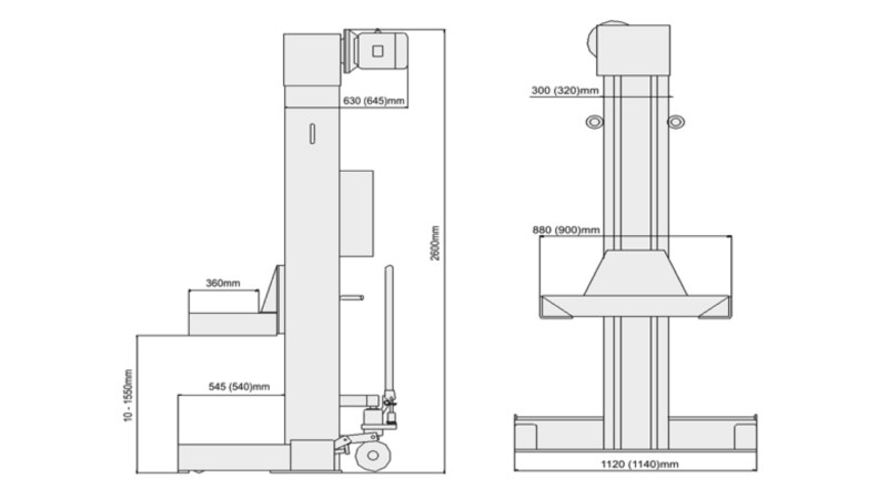 KraftWell KRW8M5.5 Колонны подкатные г/п 8х5,5 т. электромеханические (1)