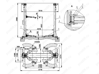 Подъемник двухстоечный электромеханический ПЛД-3-01