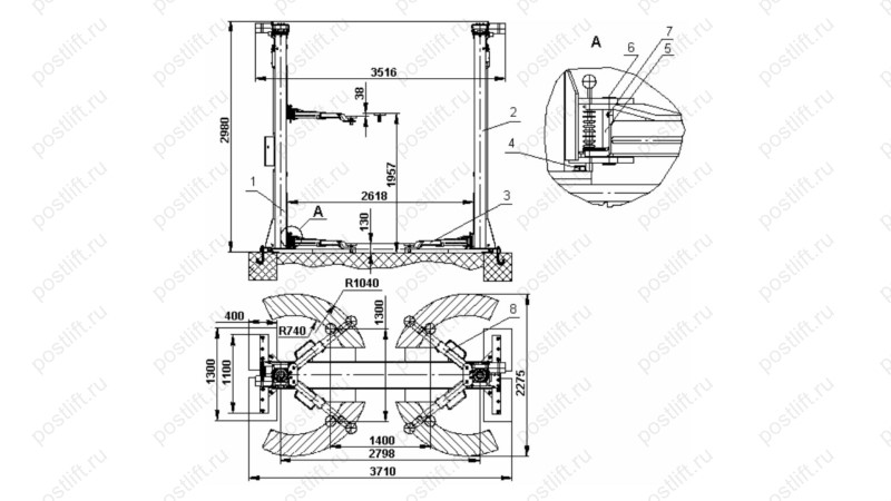  Подъемник двухстоечный электромеханический ПЛД-3-01 (0)