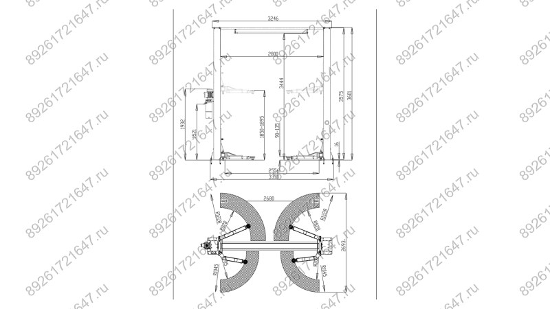  Автоподъемник двухстоечный ROSSVIK V2-4L г/п 4.0т, 220В, электрогидравлический с верхней синхронизац (1)