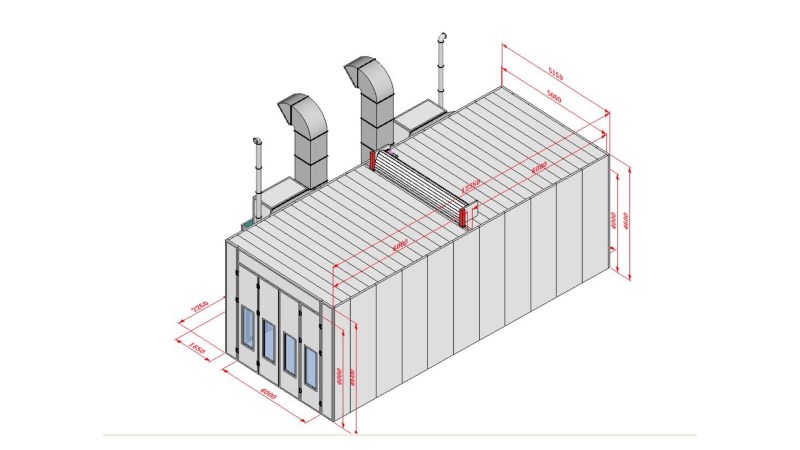  KraftWell KRW1254-TMG Покрасочная камера 12 х 5 х 4 м., 60 000 м3/ч (1)