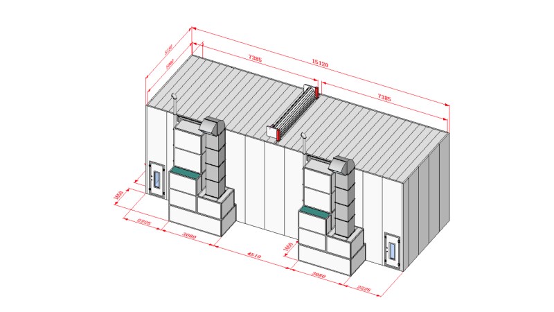  KraftWell KRW1555-MD Покрасочная камера 15 х 5 х 5 м., 84 000 м3/ч (1)