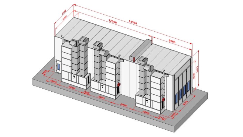  KraftWell KRW1855-TM Покрасочная камера 18 х 5 х 5 м., 75 000 м3/ч (1)