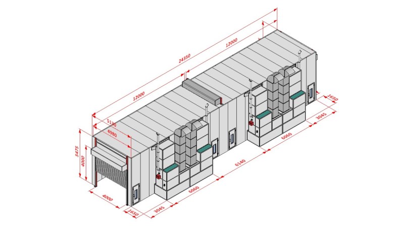  KraftWell KRW2455-TRMG Покрасочная камера 24 х 5 х 4,9 м., 120 000 м3/ч (0)