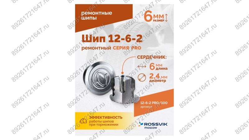  Шип ремонтный ROSSVIK 12-6-2 серия PRO (пакет 100шт) (1)