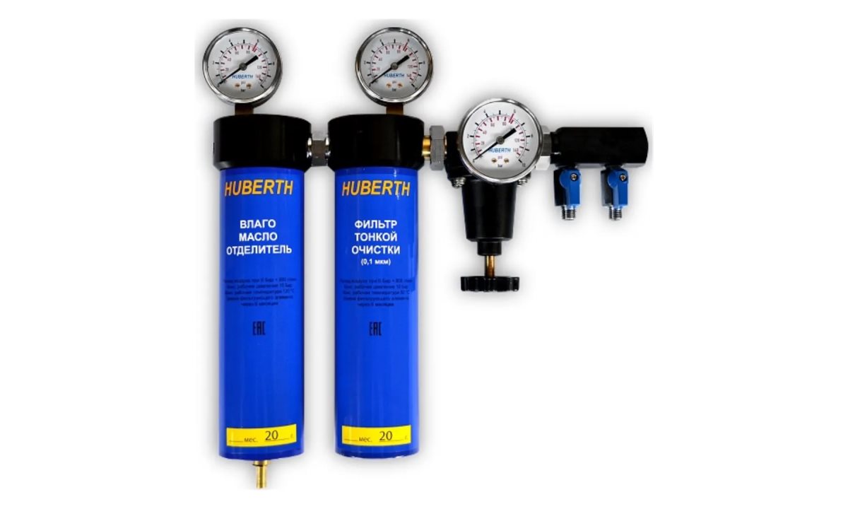  Фильтр 2-х ступенчатый 0,1мкм, с редуктором и манометром, для окрасочных работ,  12 бар, поток до 23 (0)