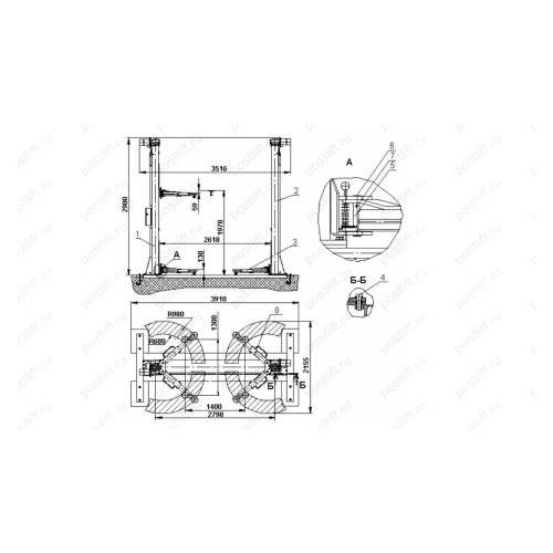 Подъемник двухстоечный 3т электромеханический ПЛД-3