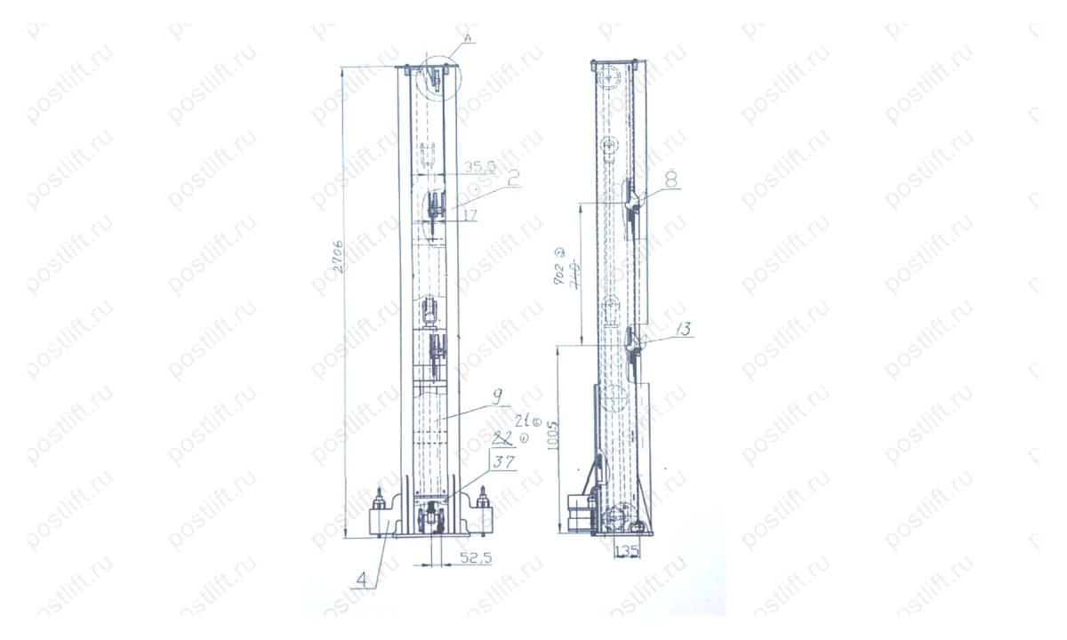  Подъемник 2-х стоечный электрогидравлический ДАРЗ П2-07 (0)