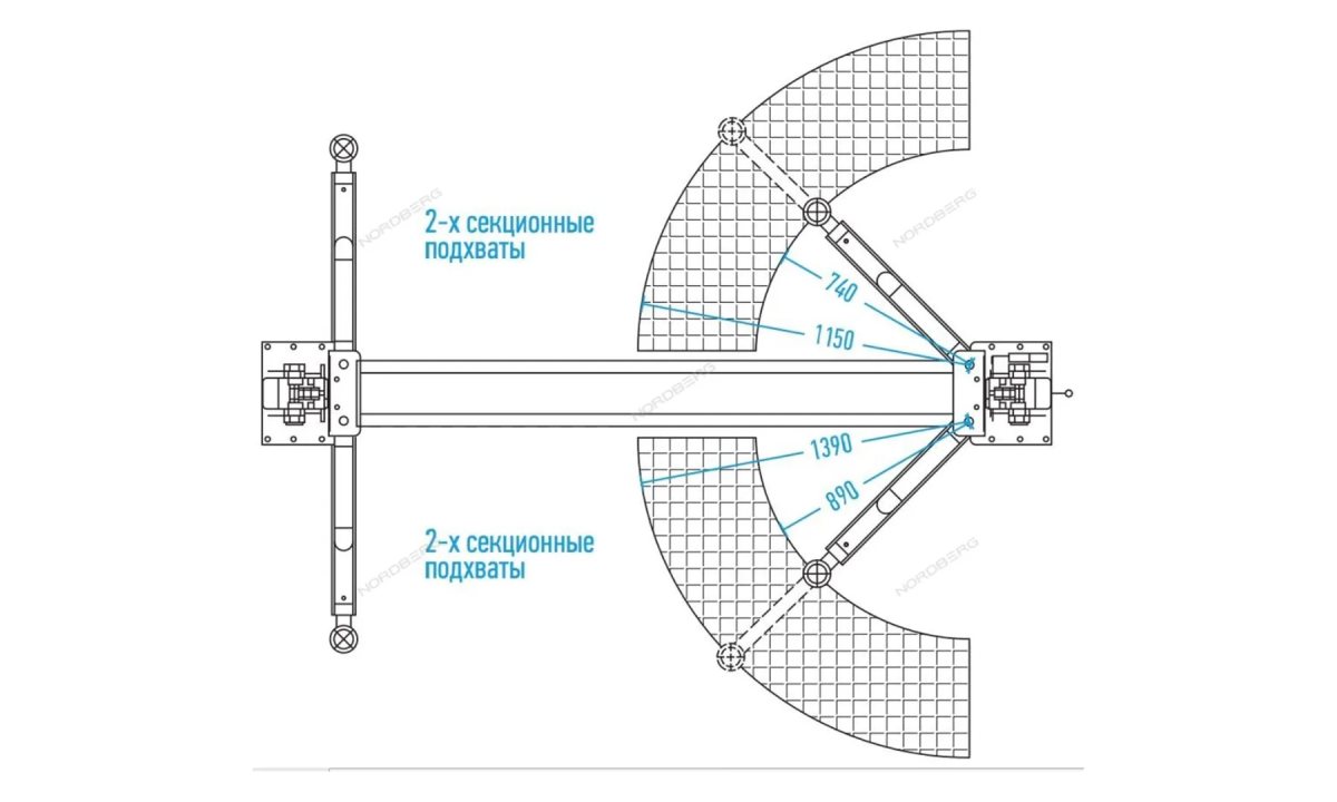  Подъемник 220V 2х стоечный 4т NORDBERG N4121B-4T (1)