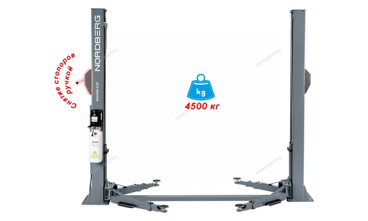 Подъемник 380V 2х стоечный 4,5т (серый) NORDBERG N4124AM-4,5G (0)