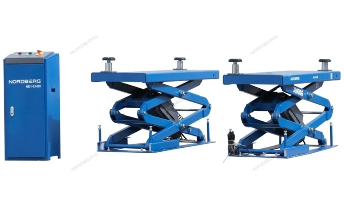  Подъемник ножничный 3,5т, с встроенными адаптерами для SUV авто, 220В (синий) NORDBERG N631-3,5B (0)