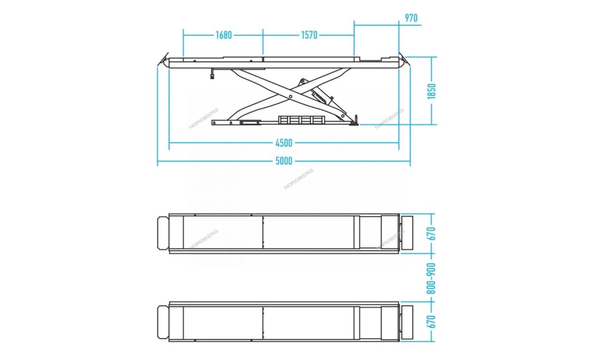  Подъемник 380В ножничный для сход-развала 4,5 тонн (серый) (опция траверса) Nordberg N634-4,5G (1)