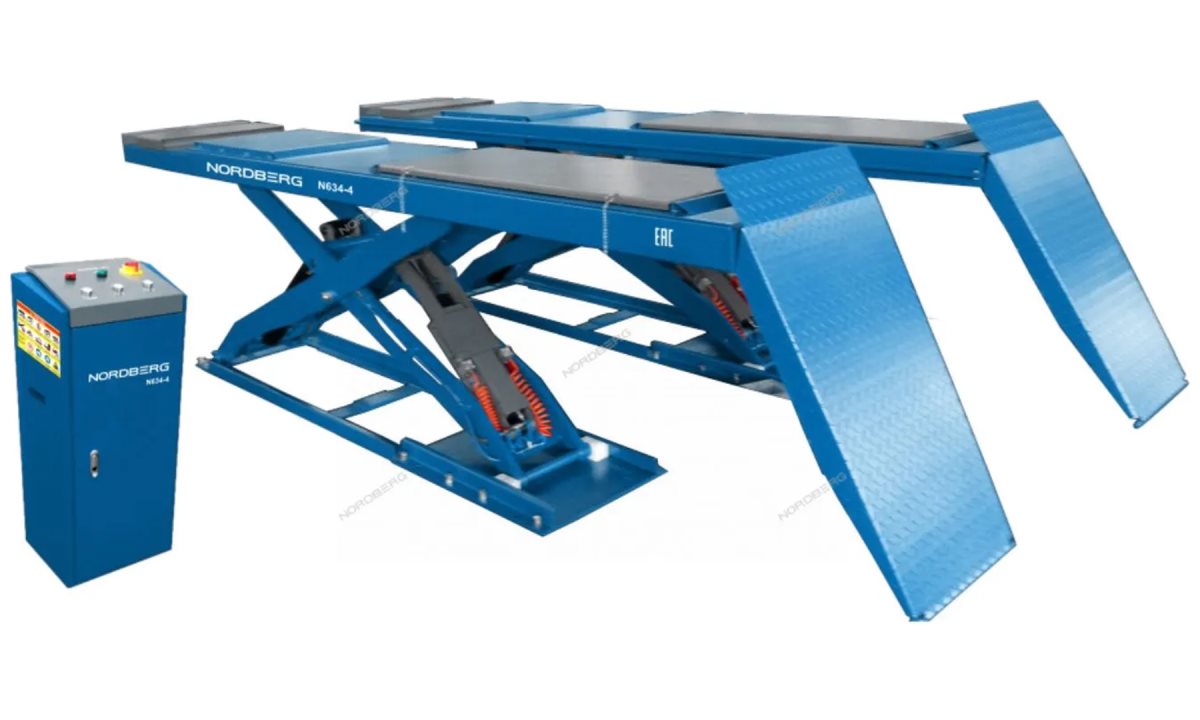  Подъемник ножничный для сход-развала, без заглубления, 4 т, 380 В (синий) NORDBERG N634-4B (0)