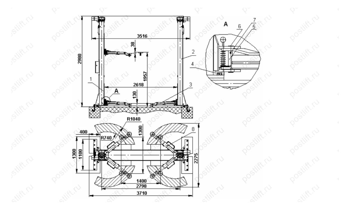  Подъемник двухстоечный электромеханический ПЛД-3-01 (0)