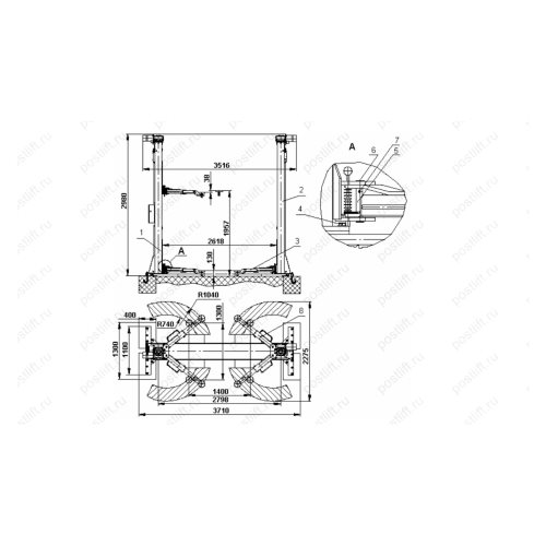 Подъемник двухстоечный электромеханический ПЛД-3-01