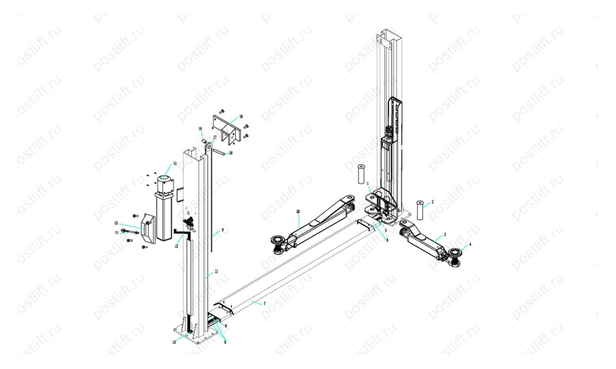  Подъемник двухстоечный с нижней синхронизацией TST40C (0)