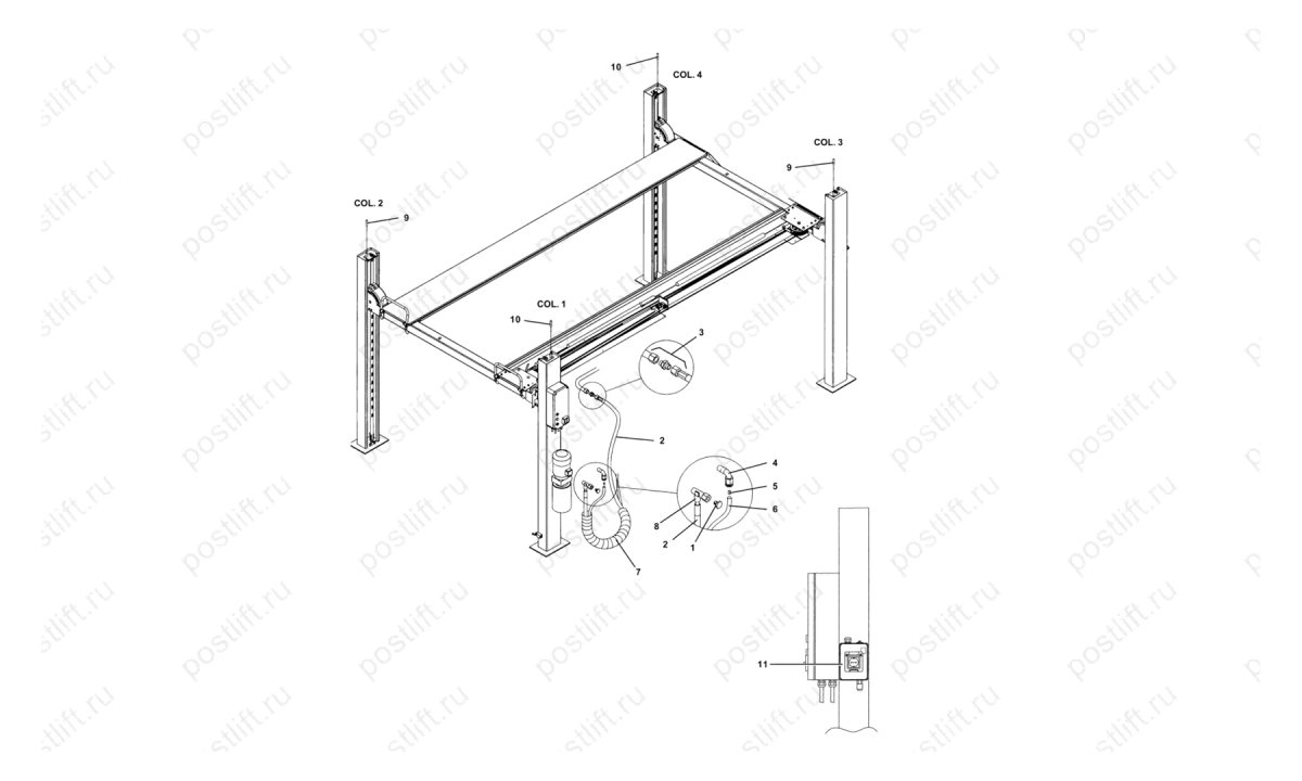  Четырехстоечный подъёмник Ravaglioli RAV4406 DC (0)