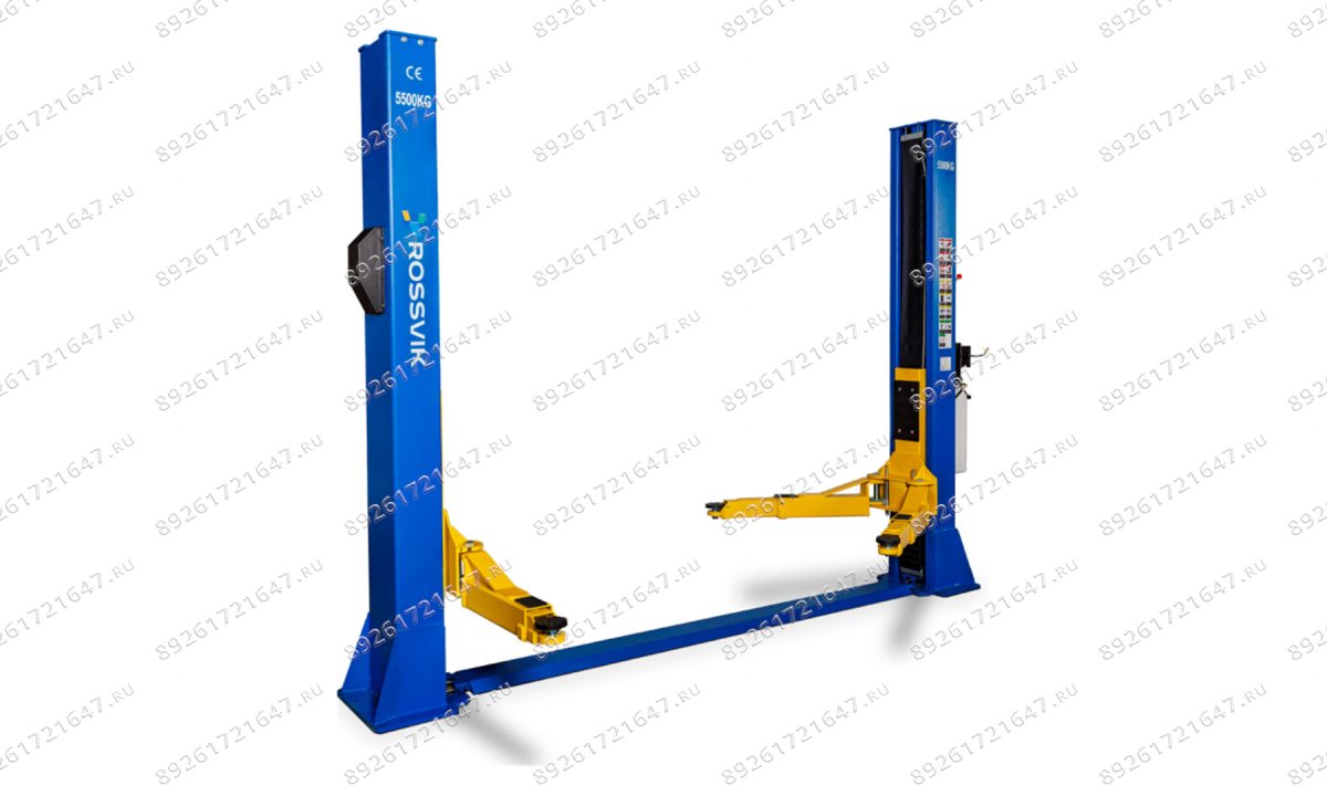  Автоподъемник двухстоечный ROSSVIK V2-5.5 г/п 5,5т, 380В, с нижней синхронизацией. Синий (1)