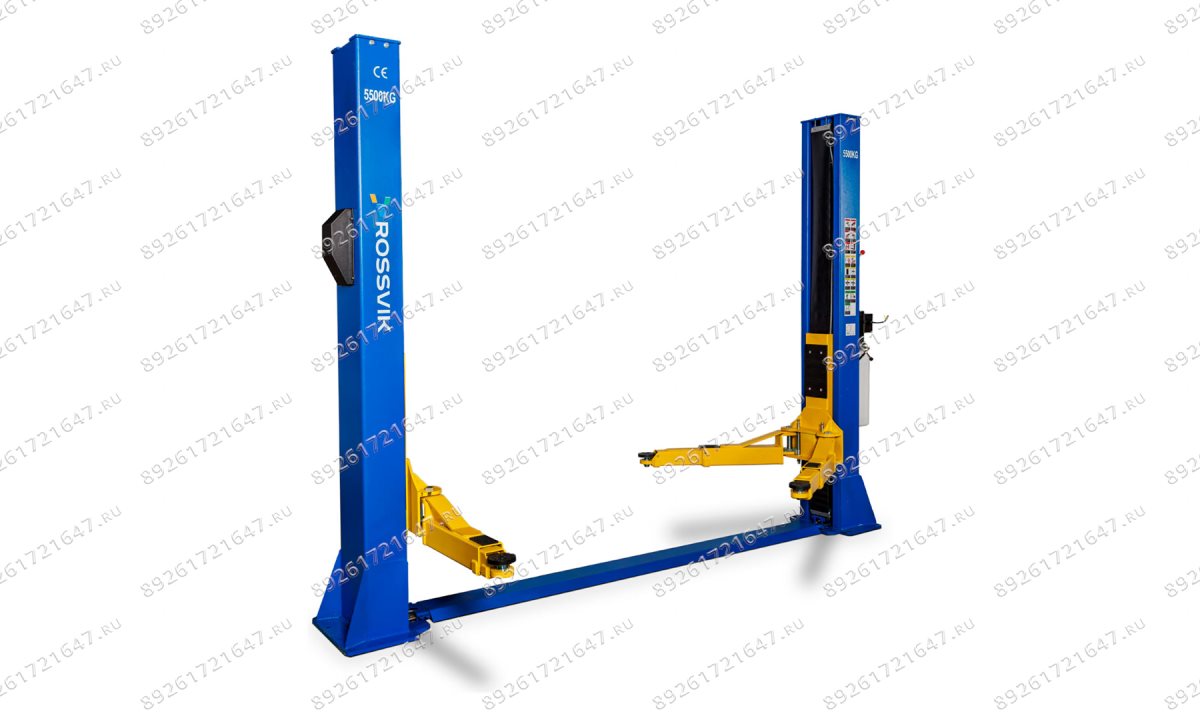  Автоподъемник двухстоечный ROSSVIK V2-5.5 г/п 5,5т, 380В, с нижней синхронизацией. Синий (1)
