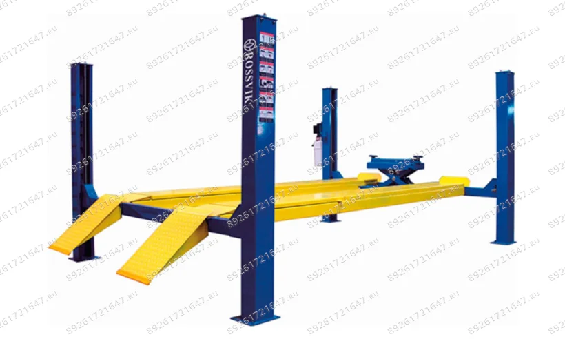 Подъемник четырехстоечный ROSSVIK V4-5.5 (пневмогидравлика 3т, без поворотных кругов) СИНИЙ RAL5015 фото