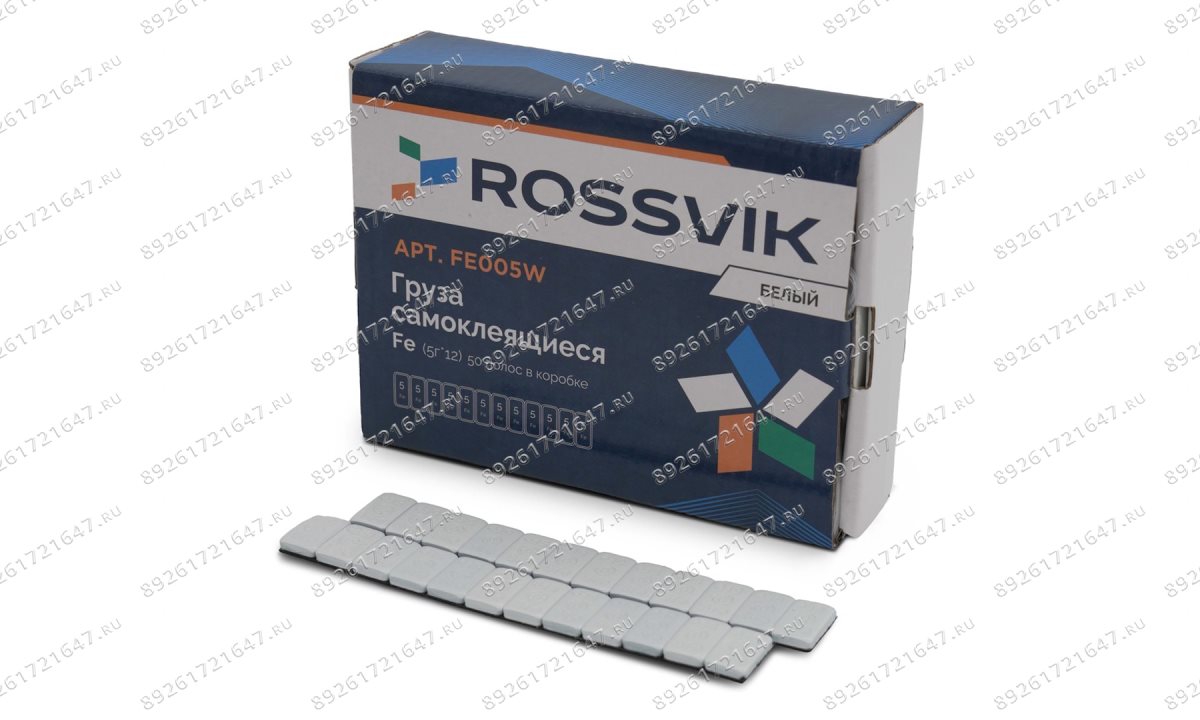  Груза клеевые (Fe) для легковых колес ROSSVIK FE005W, 12*5 г, тонкие, БЕЛАЯ эмаль, (50шт./кор.) (0)