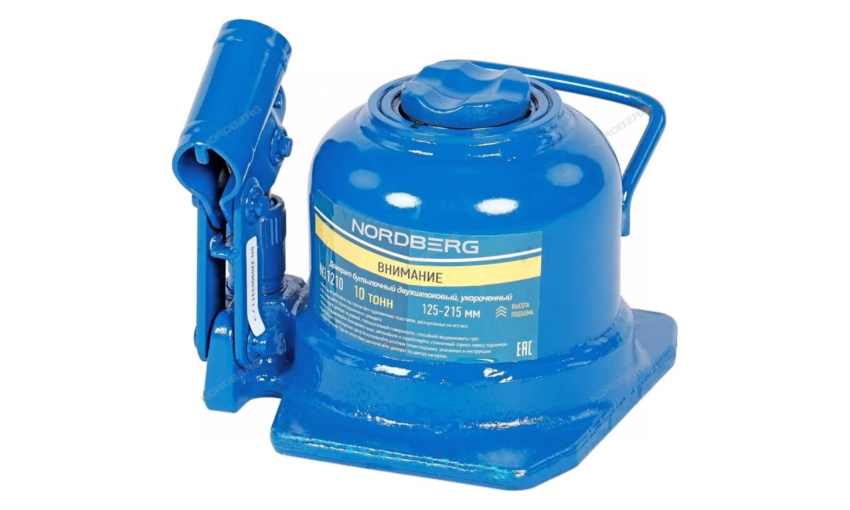  Домкрат бутылочный двухштоковый, укороченный 10 т NORDBERG N31210 (1)