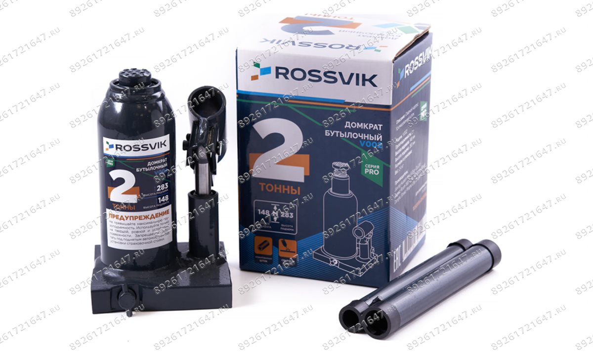  Домкрат бутылочный ROSSVIK PRO V002, г/п 2,0т (0)