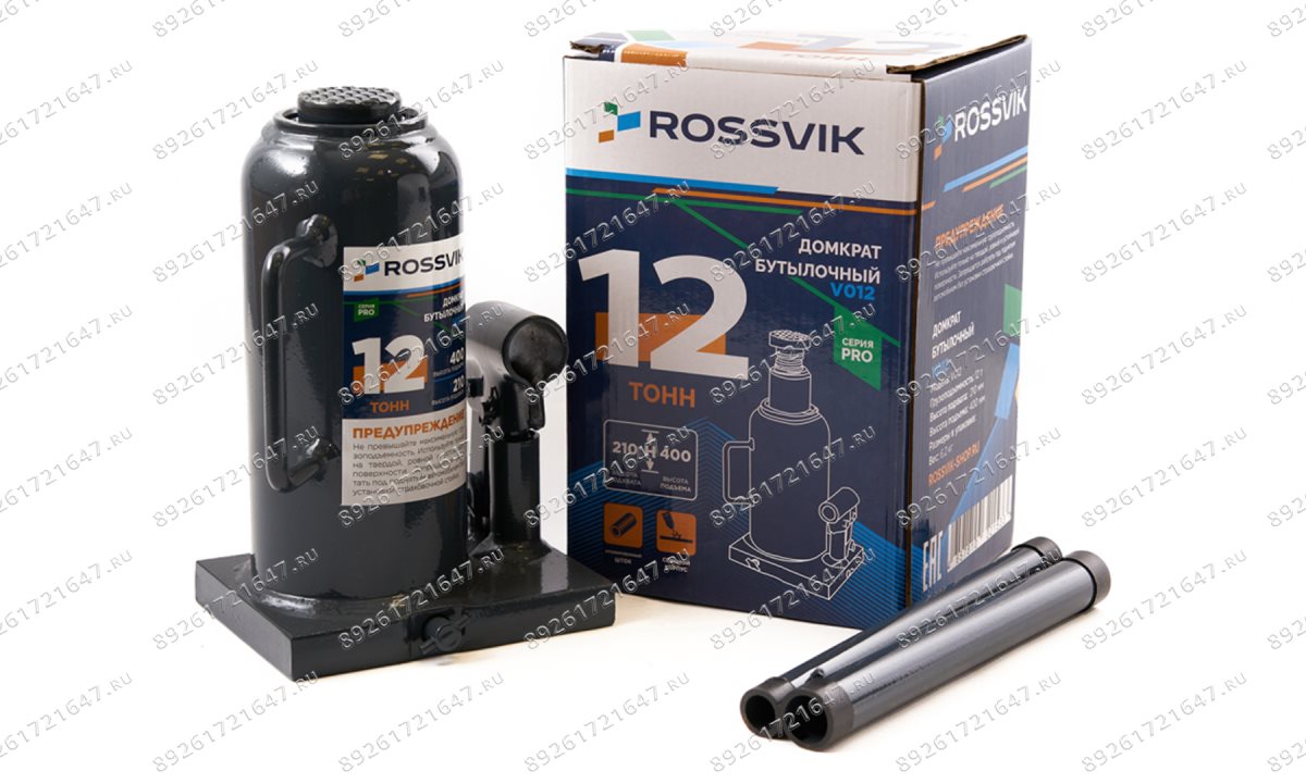  Домкрат бутылочный ROSSVIK PRO V012, г/п 12,0т (0)