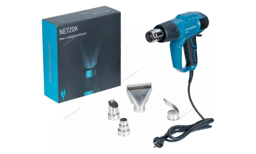 Фен с комплектом насадок, 50-600°С, 2000Вт NE720K фото