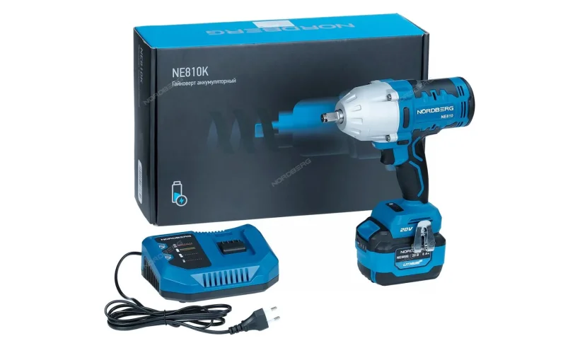 Гайковерт аккумуляторный, 1/2, 20В, 1000Нм с акк. и зар. уст-вом NORDBERG NE810K фото