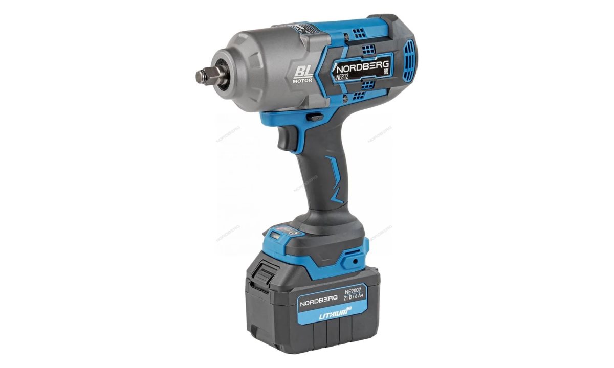  Гайковерт аккумуляторный, 1/2, 21В, 1700 Нм с двумя 6A акк. и зар. уст-вом 1,8A, в кейсе NORDBERG NE812K (1)