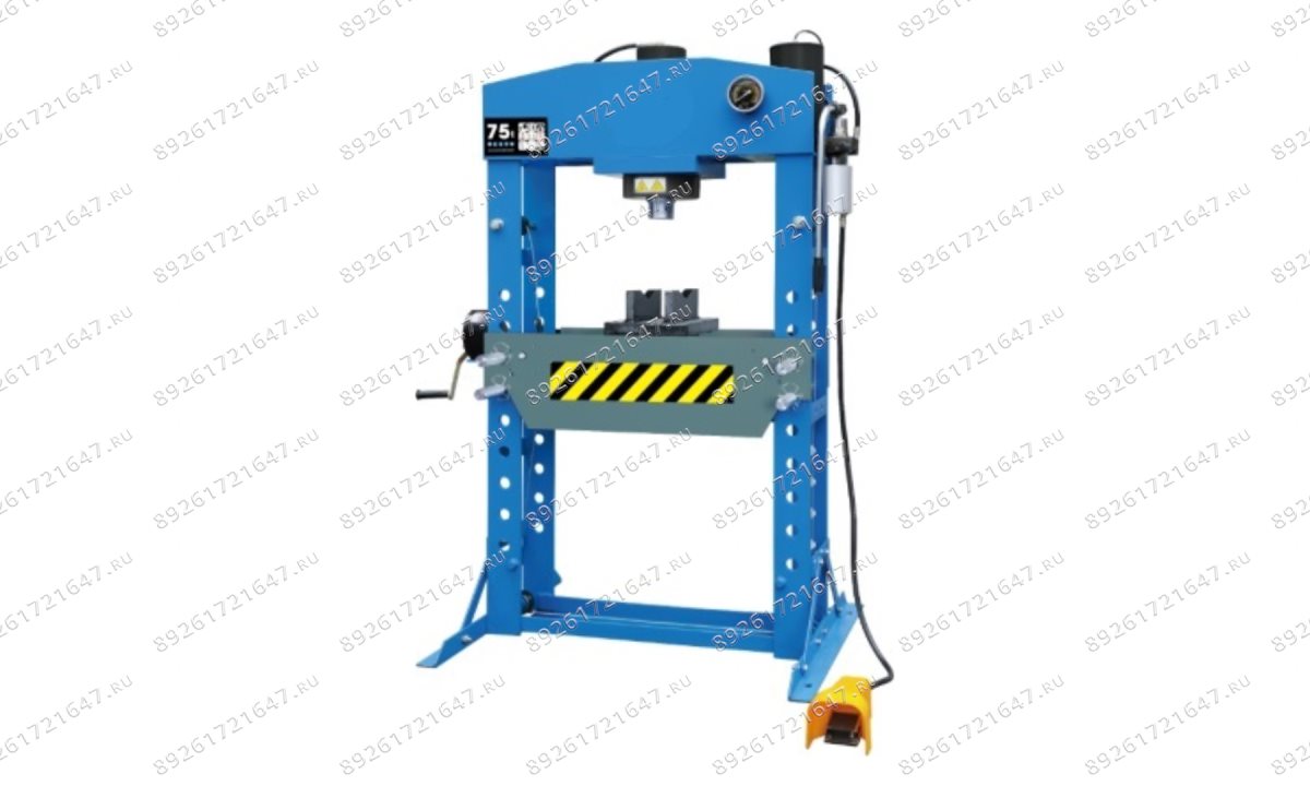  Пресс гидравлический 75 тонн, напольный, ручной/пневматический привод, цвет синий RAL 5005 ROSSVIK (0)