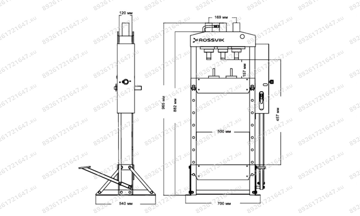  Пресс гидравлический 15 тонн, настольный, цвет синий RAL 5005 ROSSVIK (0)