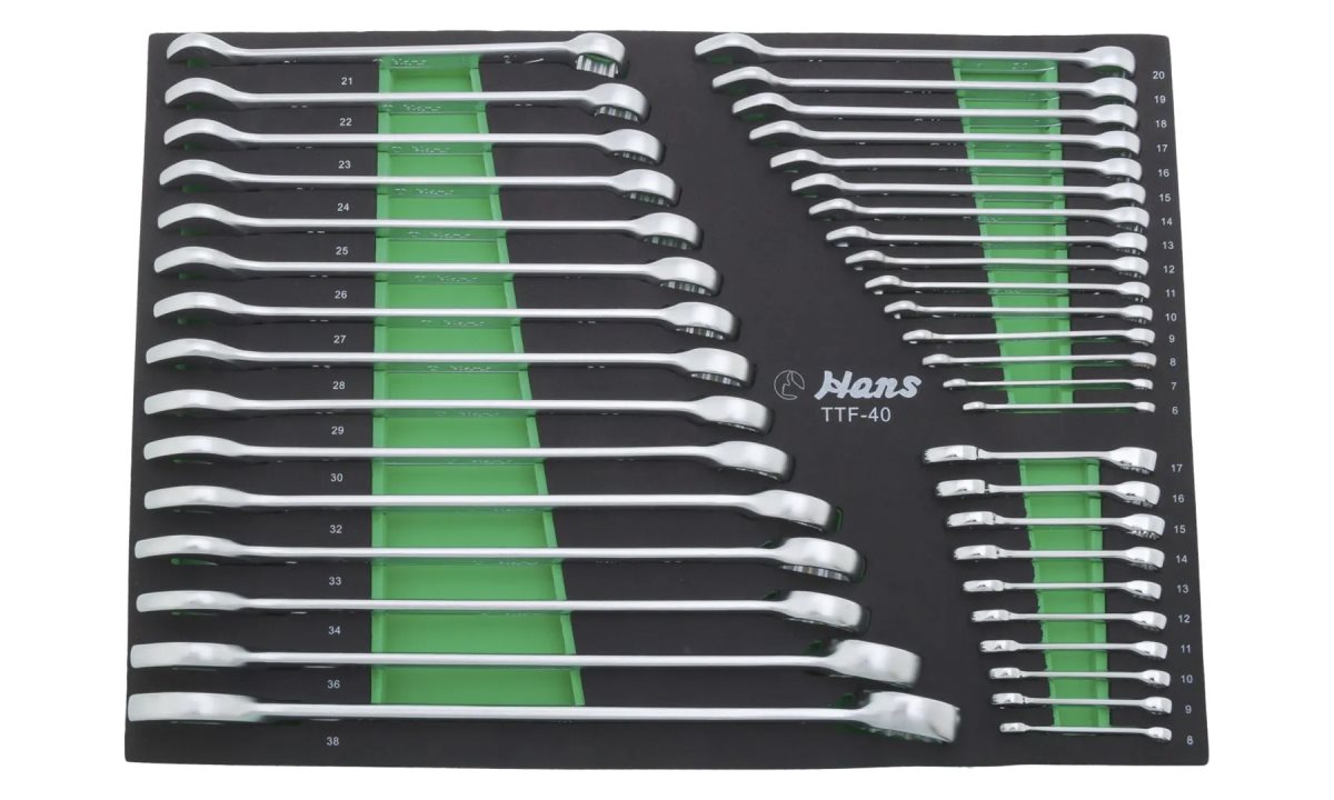  Набор комбинированных ключей 6-38 мм Hans в ложементе, TTF-40 (0)