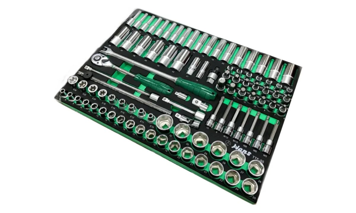  Трещотка с торцевыми головками и аксессуарами Hans на 1/2 в ложементе, TTF-95 (0)