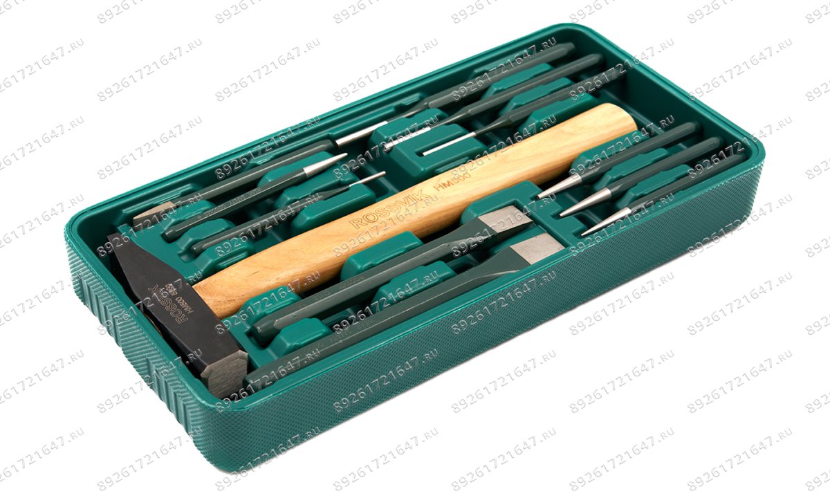  LST012 Набор инструмента ROSSVIK (молоток, зубила, выколотки), ложемент, 12 предметов (1)