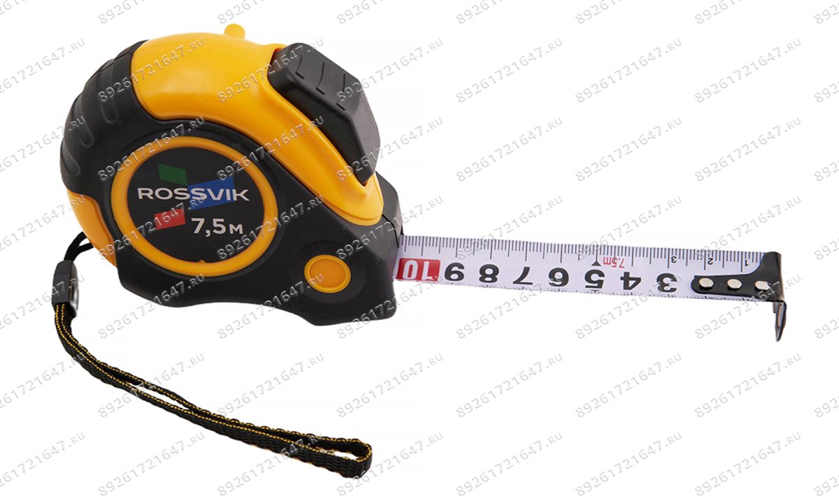  Рулетка измерительная ROSSVIK RMT2507, 7.5м*25мм, автостоп, магнит, обрезиненый корпус (1)