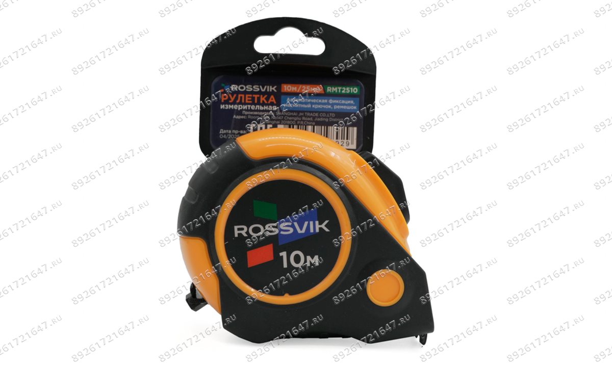  Рулетка измерительная ROSSVIK RMT2510, 10м*25мм, автостоп, магнит, обрезиненый корпус (0)