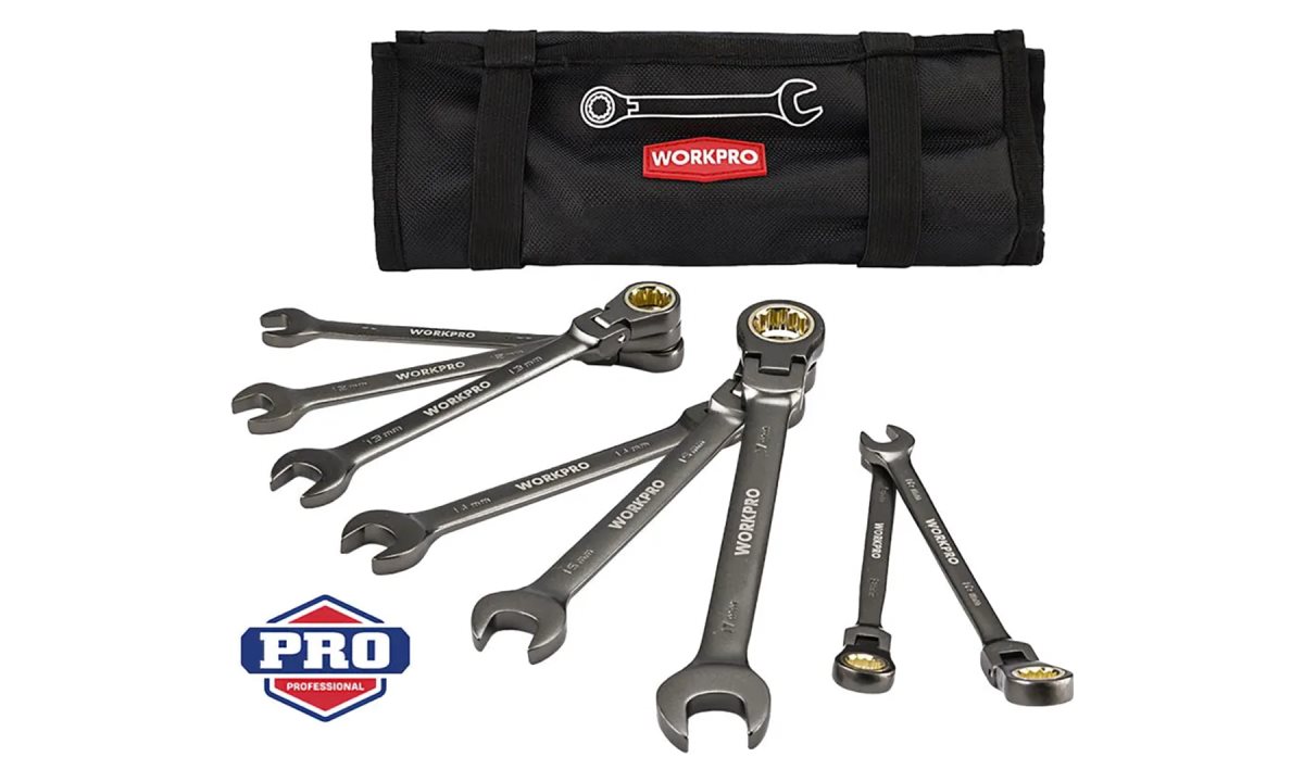  Ключи комбинированные трещоточные с шарниром набор 8шт (9-17мм) WP202521 WORKPRO (0)