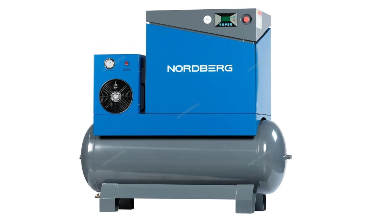  Компрессор винтовой, 7,5кВт, ресивер 350л, 10Бар, 900л/мин, осушитель NORDBERG NCA10RD (1)