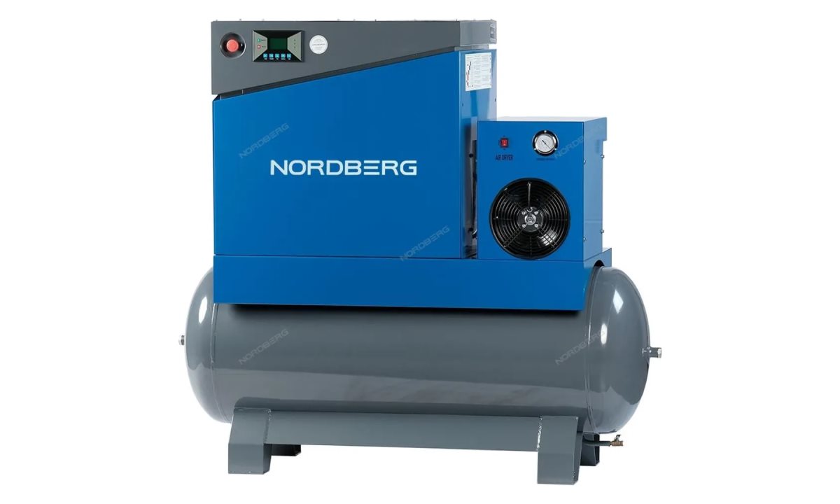  Компрессор винтовой, 7,5кВт, ресивер 350л, 10Бар, 900л/мин, осушитель NORDBERG NCA10RD (0)