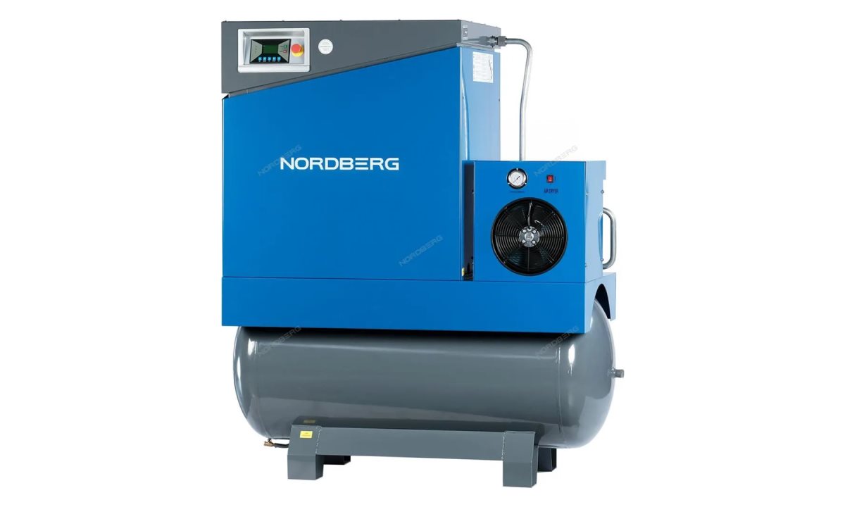  Компрессор винтовой, 11кВт, ресивер 500л, 10Бар, 1450л/мин, осушитель NORDBERG NCA15RD (0)