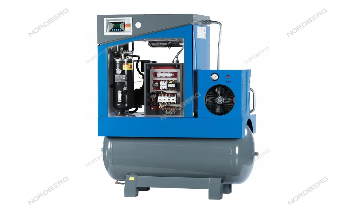  Компрессор винтовой, 15кВт, ресивер 500л, 10Бар, 1910л/мин, осушитель NORDBERG NCA20RD (1)