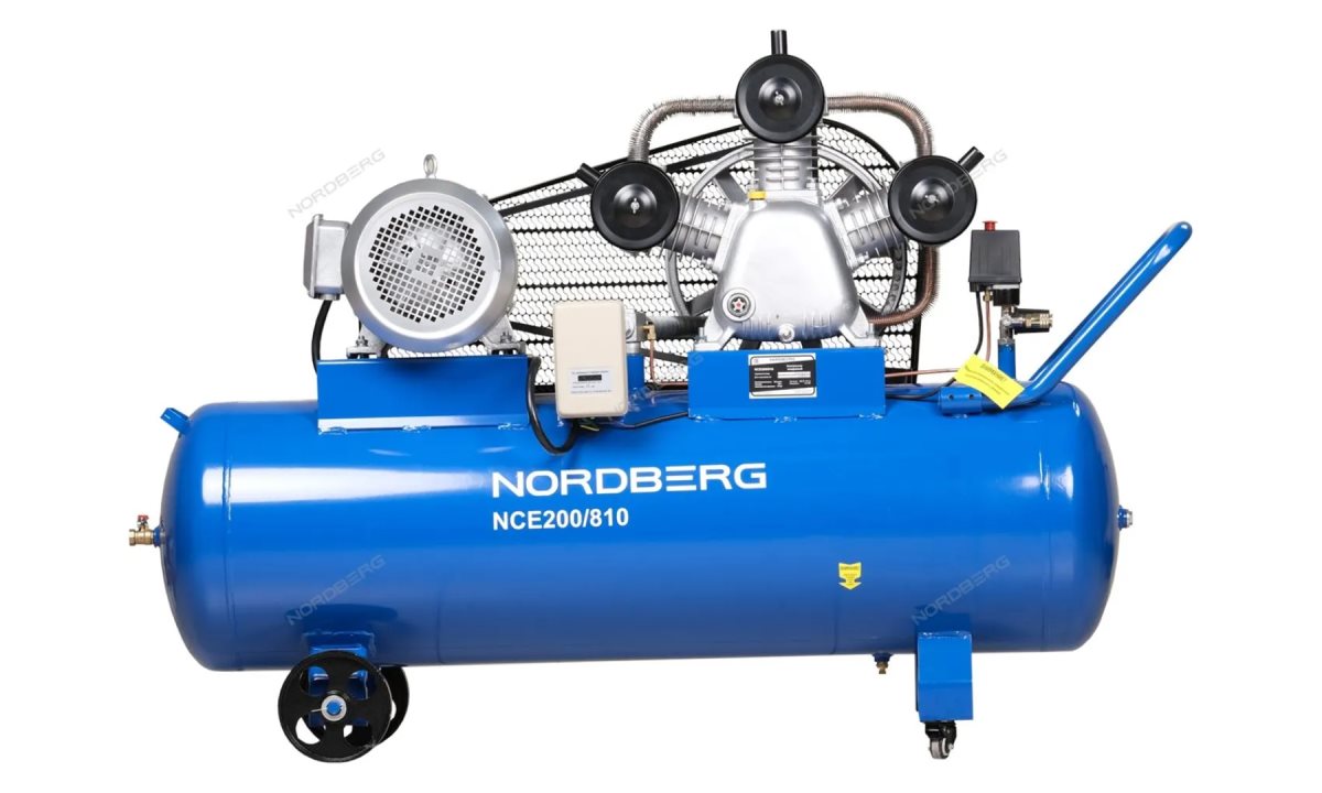  КОМПРЕССОР 3-х поршн., ременной, чугунная головка, 380В, ресив. 180л, 800л/мин NORDBERG NCE200/810 (1)
