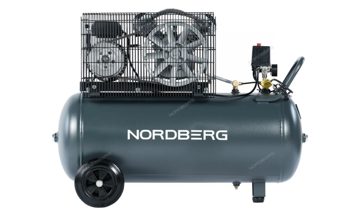  Компрессор поршневой с ременной передачей 220В, ресив. 100л, 360л/мин NORDBERG NCP100/360A (1)