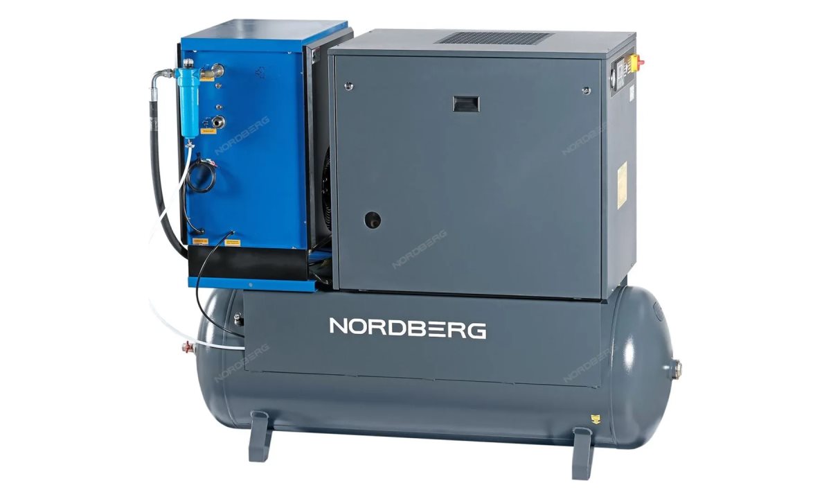  Компрессор винтовой, 11кВт, 10Бар, 1400л/мин, ресивер 500л, осушитель NORDBERG NCS500/1400-10D (1)