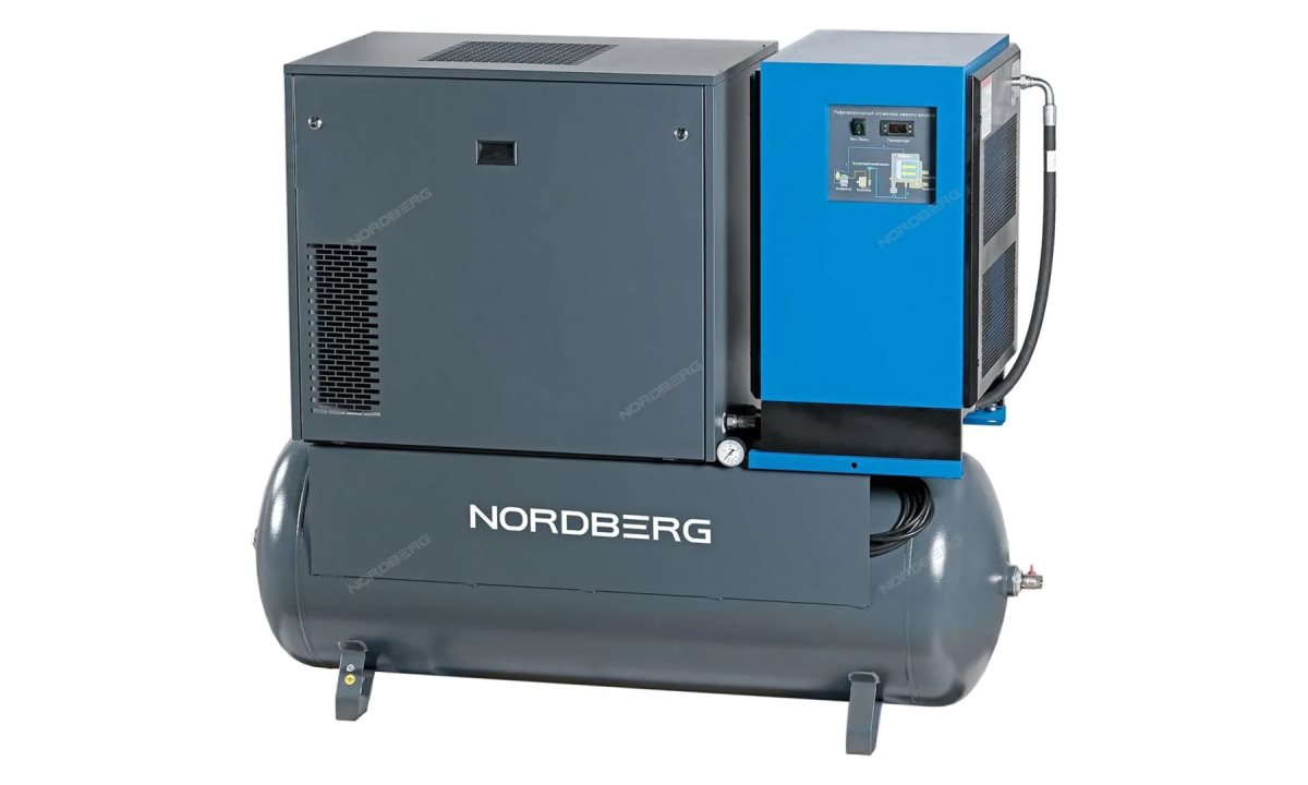  Компрессор винтовой, 11кВт, 10Бар, 1400л/мин, ресивер 500л, осушитель NORDBERG NCS500/1400-10D (0)