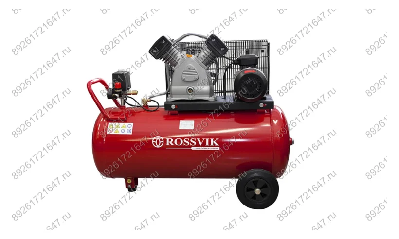 Компрессор ROSSVIK СБ4/С-100.LB30А, 420 л/мин, 10 бар, ресивер 100 л, 220 В/2,2 кВт, красный фото