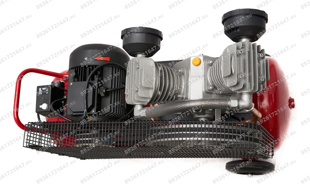  Компрессор ROSSVIK СБ4/С-100.LB50, 690 л/мин, 10 бар, ресивер 100 л, 380 В/4 кВт, красный (1)