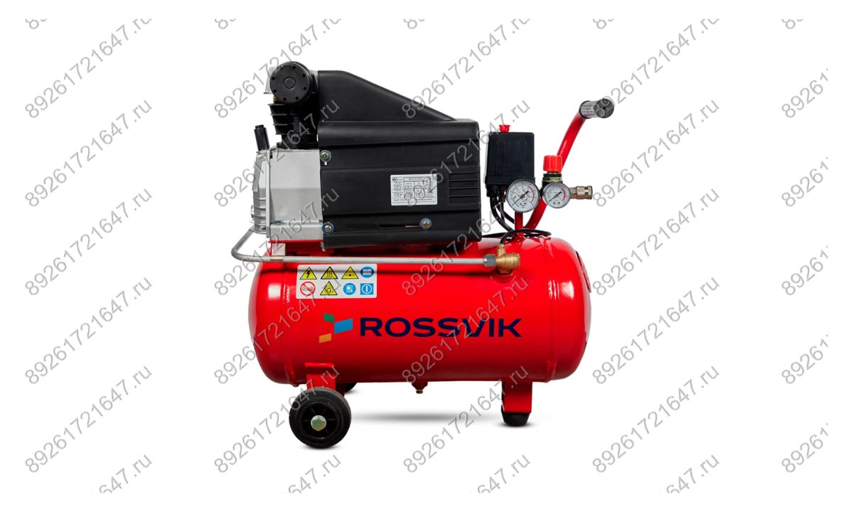  Компрессор ROSSVIK СБ4/С-24.J1047В, 200 л/мин, 8 бар, ресивер 24 л, 220 В/1,5 кВт, красный (0)